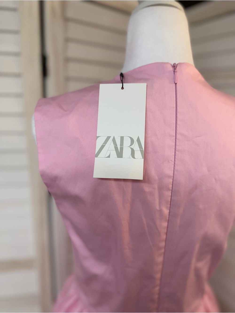 NWT ZARA Light Pink Sleeveless Mini Dress Sz S ADORABLE BUBBLE HEM SKIRT CHIC